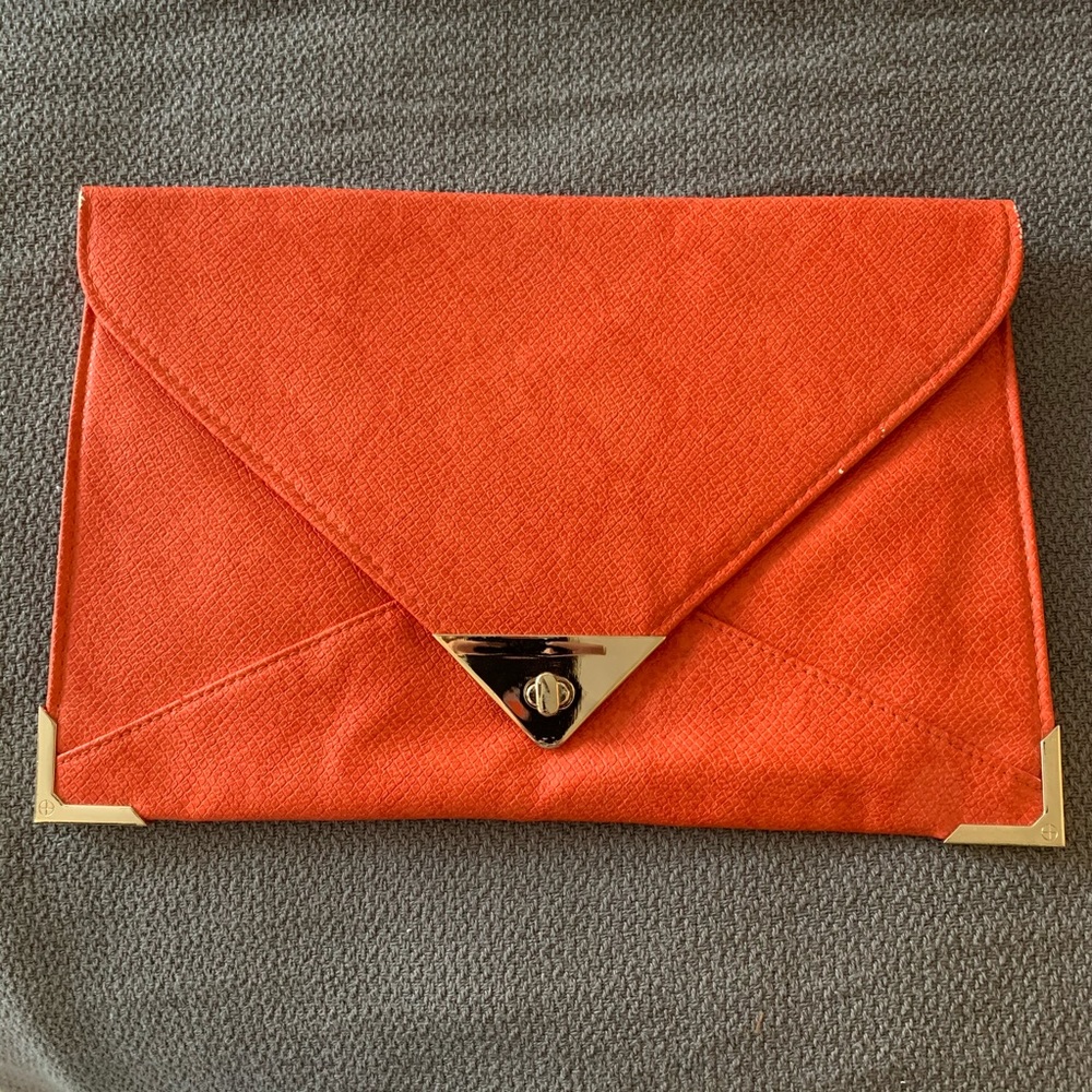 Large orange envelope clutch